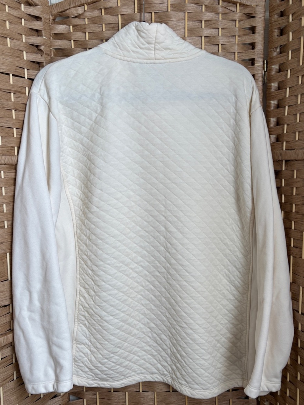 LL Bean Quilted Cream Pullover Sweater - Picture 2 of 5